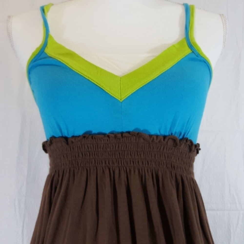 Girls Route 66 brown and blue maxi dress - Picture 2 of 6